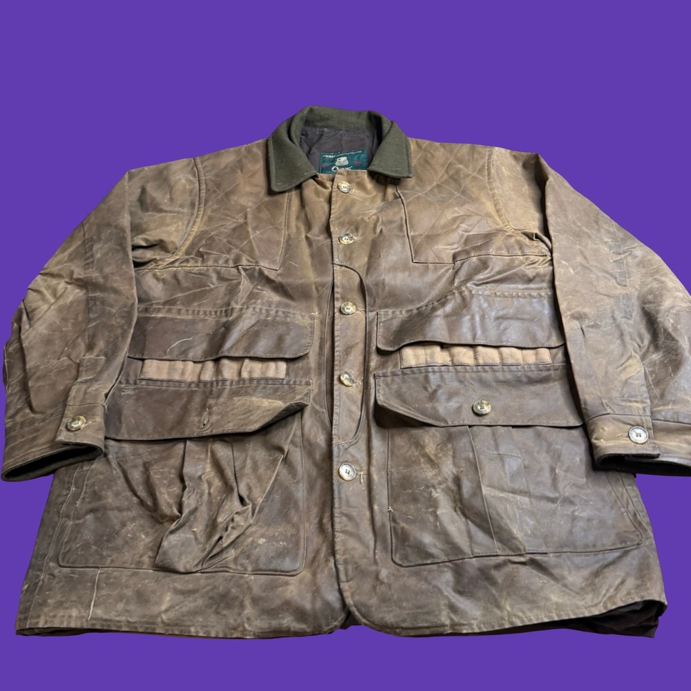 Vintage Orvis Mens M Waxed Cotton Oilcloth Jacket Hunting Field Outdoor Quilted